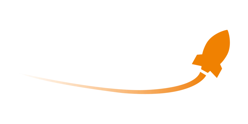 IntaSpace orange rocket with orange trail