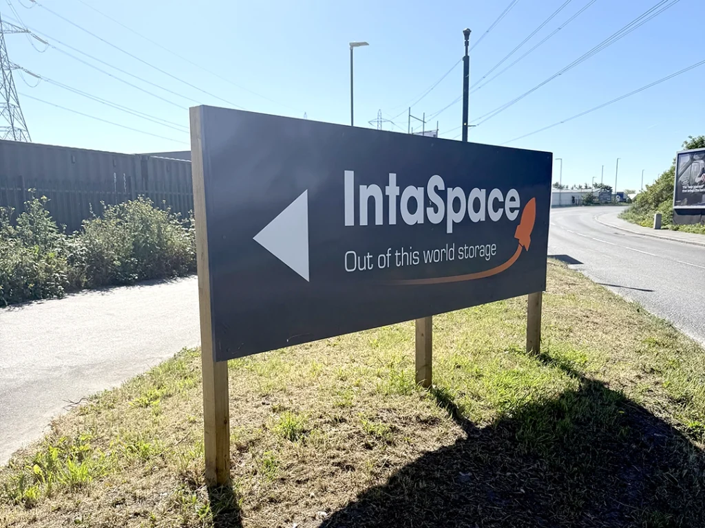 IntaSpace signage at the front of the storage facility